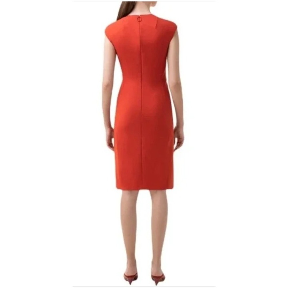 Akris Punto Sheath Dress Sz 6 Red Orange Cutout Textured Sleeveless Knee Length - Picture 3 of 16